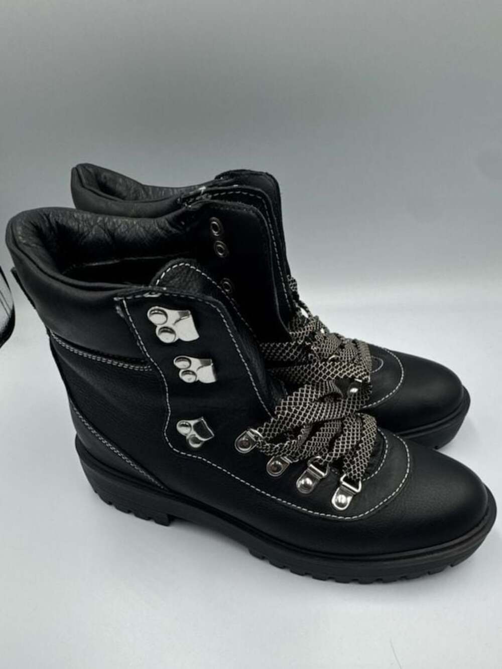 J.Crew Lightweight Nordic Leather Hiking Boots in Black